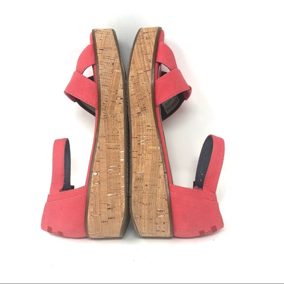 Toms Harper Coral Canvas Wedge Sandal Sample Sz 6 - Picture 5 of 8